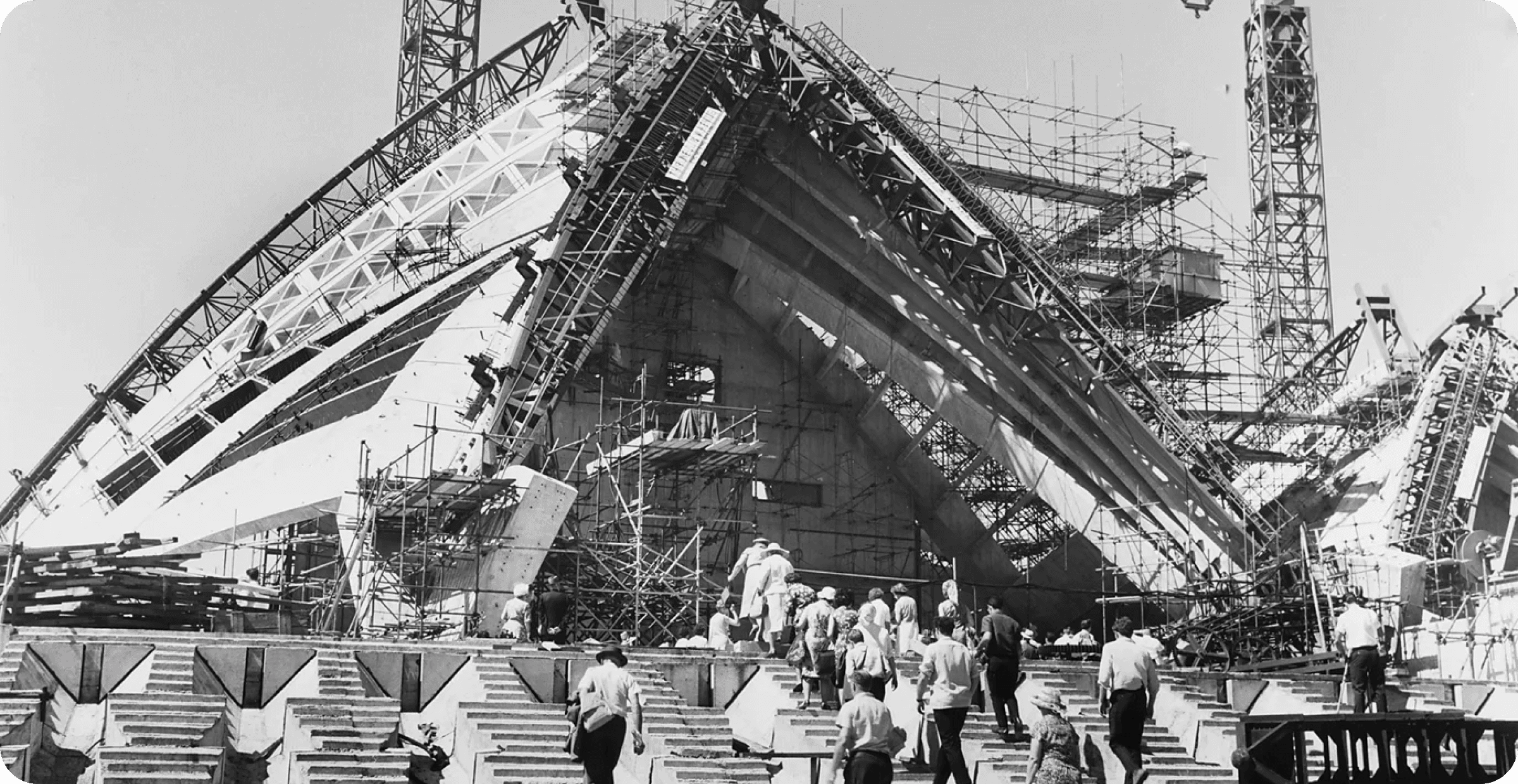 Historic construction site showing engineering infrastructure